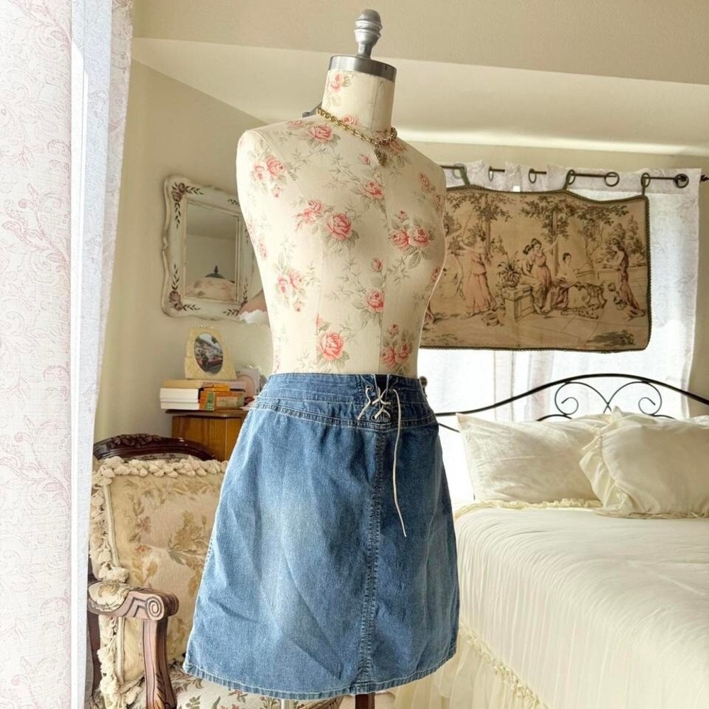 no‎ boundaries jean boho mini lace up skirt 11